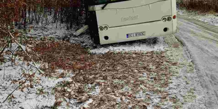 Powiat zwoleński: Szkolny autobus zderzył się z osobówką [Zdjęcia]