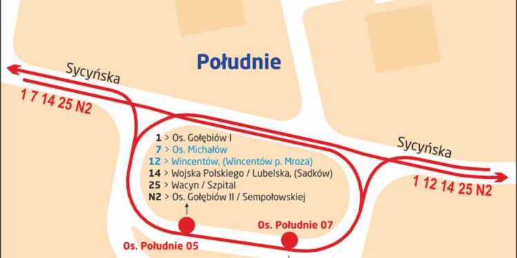 Radom: Zmiany na pętli Osiedla Południe [mapka]