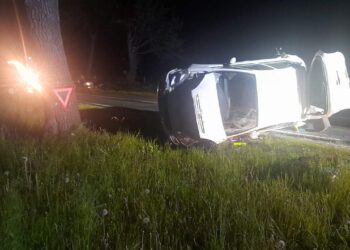 Radomskie: Dwa nocne dachowania młodych kierujących